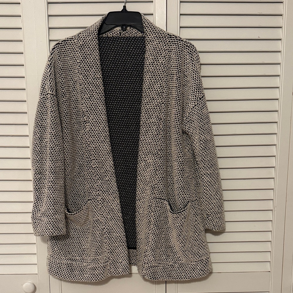 Marine Layer Cozy Black and Cream Knit Cardigan XS EUC